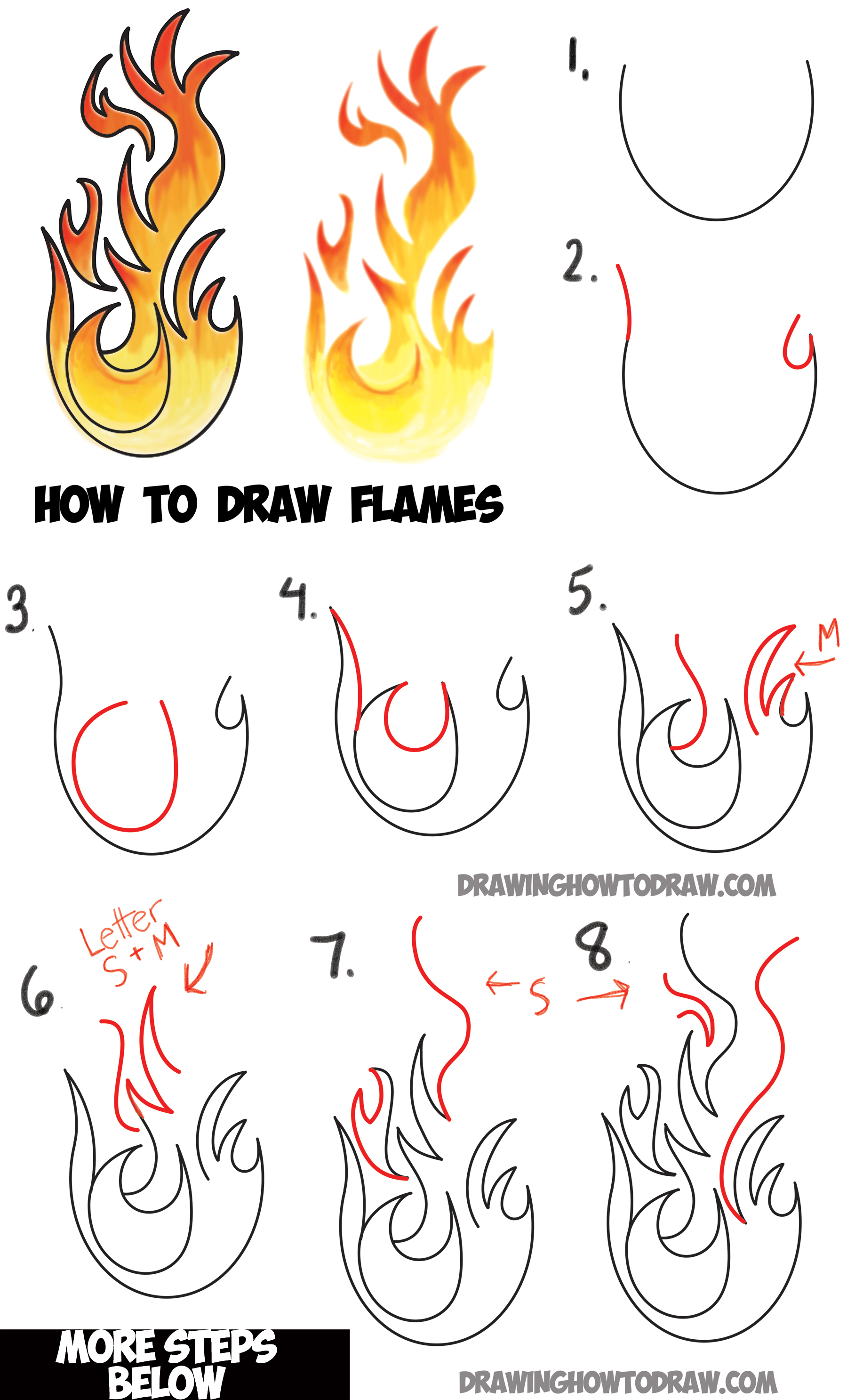 1800x2973 How To Draw Flames And Drawing Cartoon Fire Drawing Tutorial