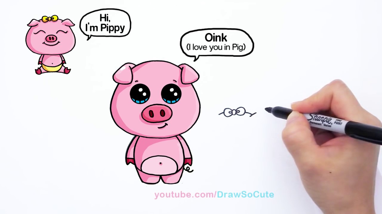 1280x720 How To Draw A Cartoon Pig Cute And Easy Step By Step