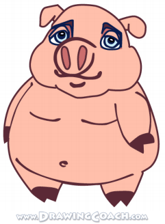 241x328 How To Draw A Cartoon Pig Drawing Lesson