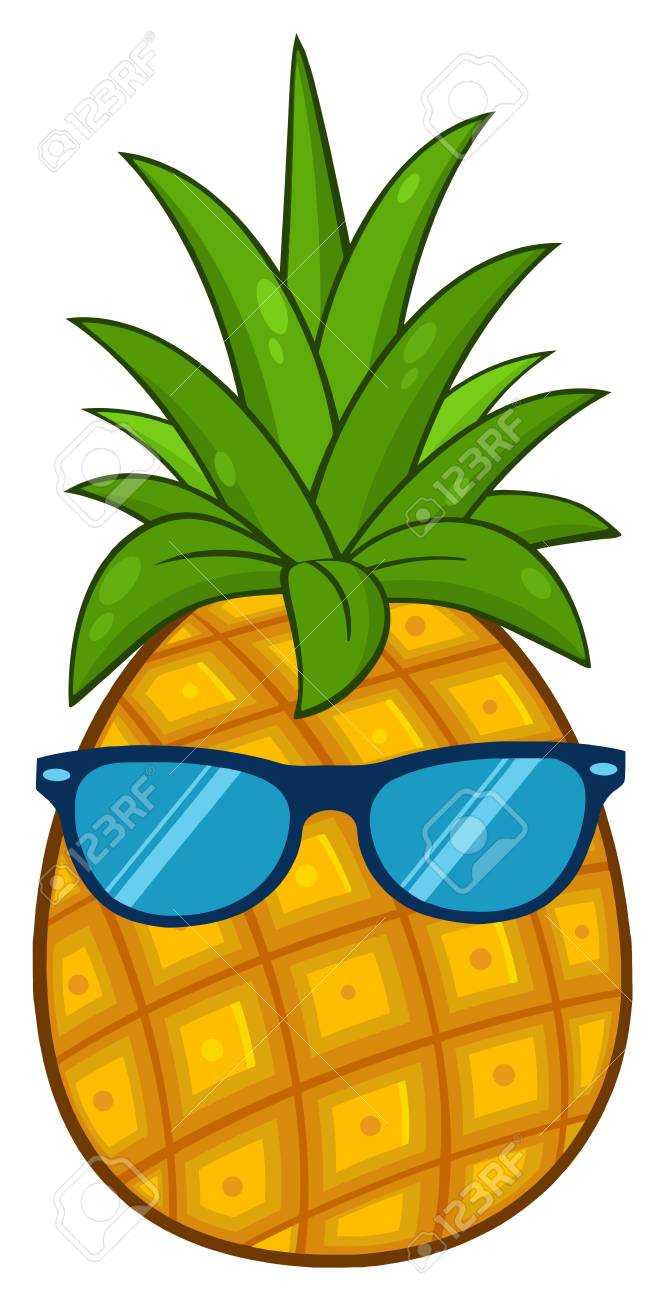 665x1300 Pineapple Fruit With Green Leafs Cartoon Drawing Simple Design