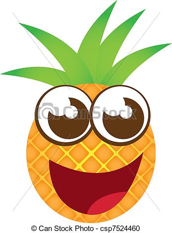 347x470 Pineapple Cartoon Isolated Over White Background. Vector Vector