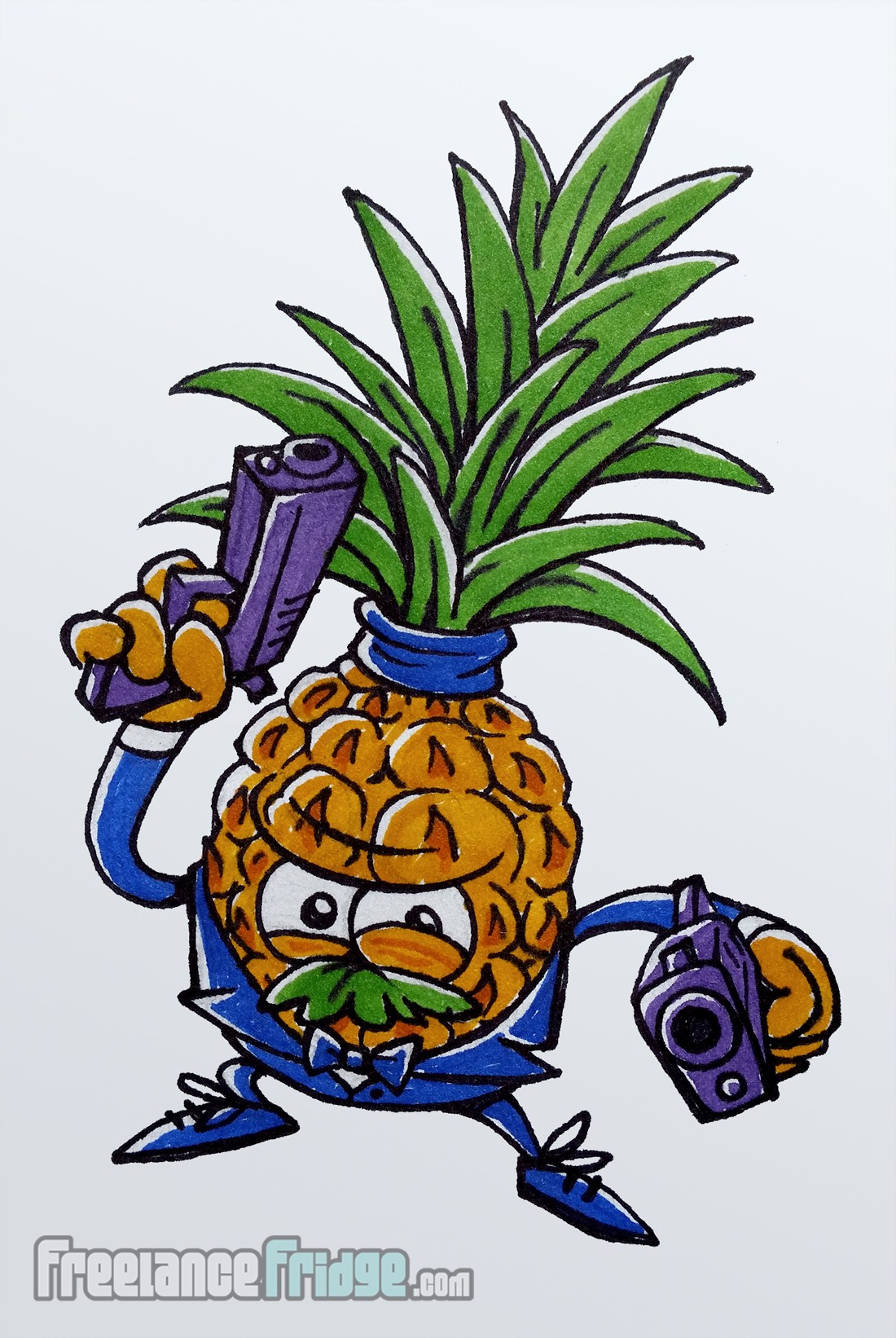 1100x1642 Spy Secret Agent Pinapple Cartoon Drawing Colored With Markers