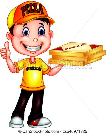 373x470 Vector Illustration Of Cartoon Pizza Delivery Man Giving Vector