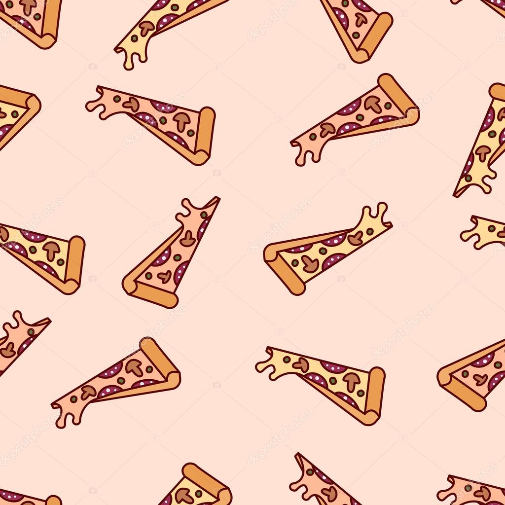 1024x1024 Vector Slice Pizza Seamless Pattern. Cartoon Retro Pizza