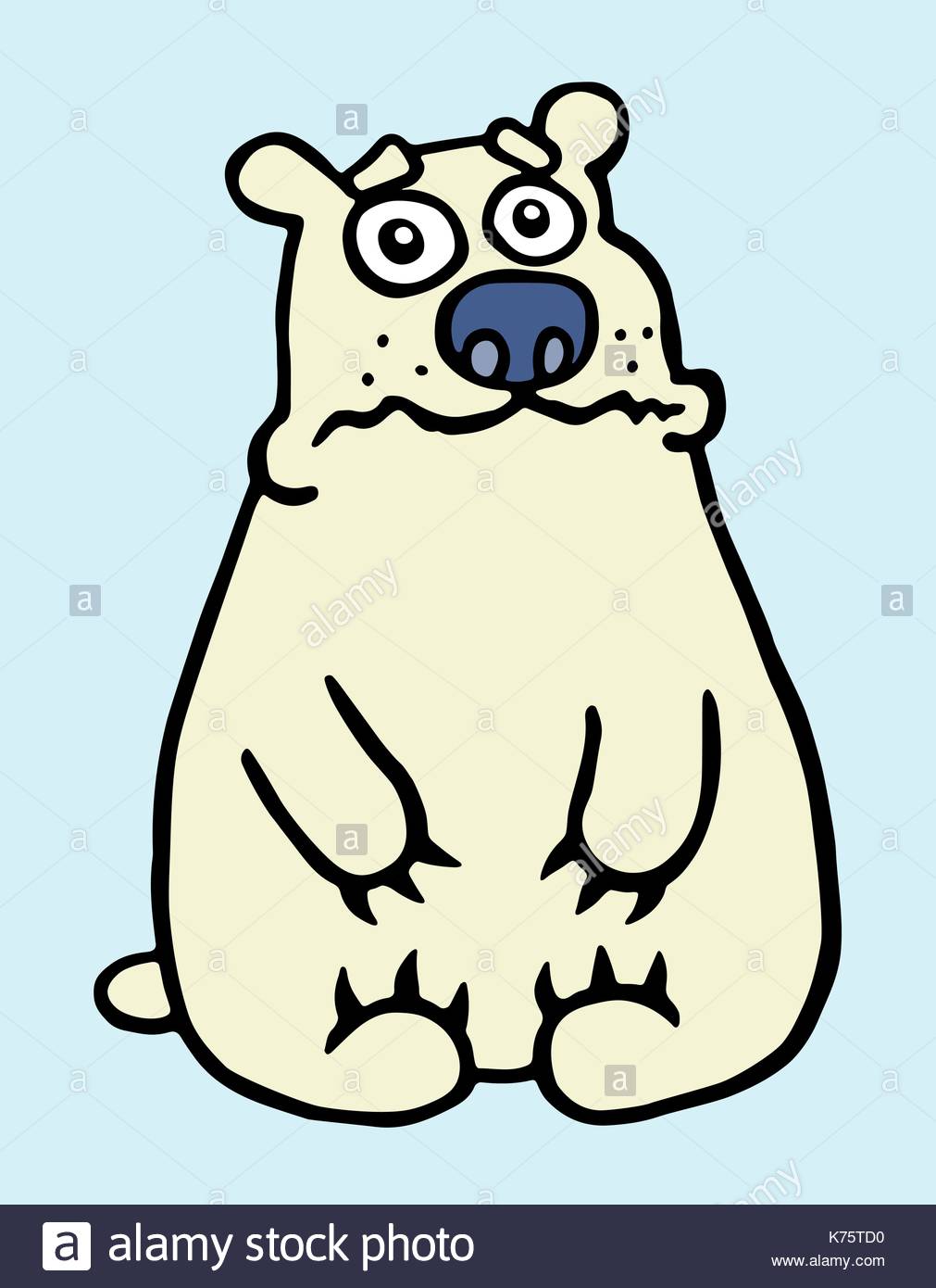 1011x1390 Cartoon Sad Polar Bear. Vector Illustration. Digital Drawing Stock