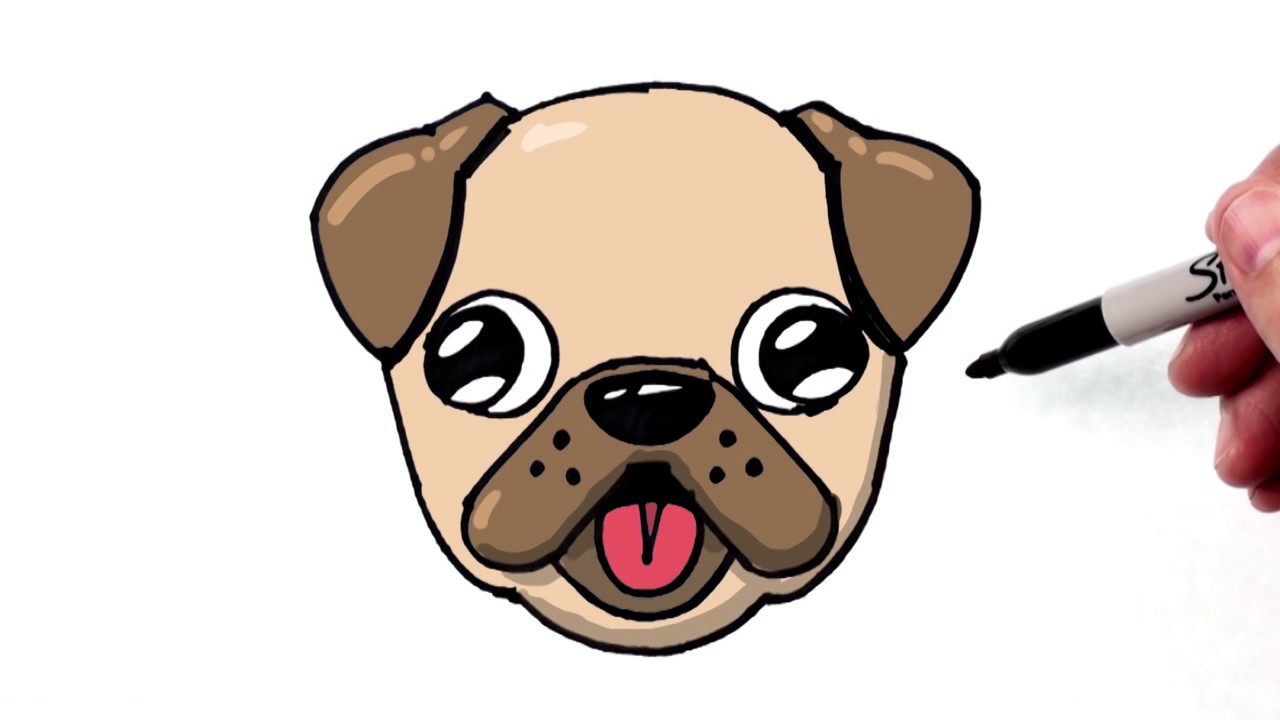 1280x720 How To Draw A Cute Dog Emoji Pug For Beginners Step By Step