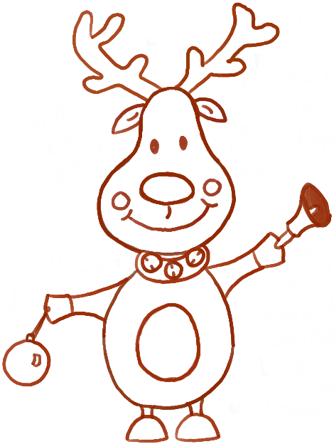 470x624 How To Draw Cartoon Reindeers With Christmas Bell And Ornament