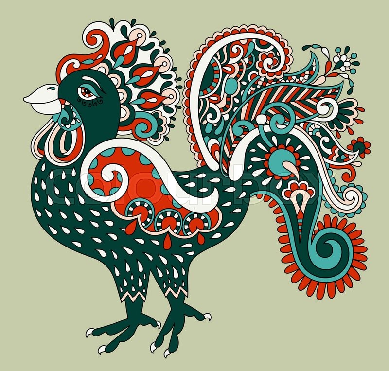 800x763 Original Retro Cartoon Chicken Drawing, Symbol 2017 New Year