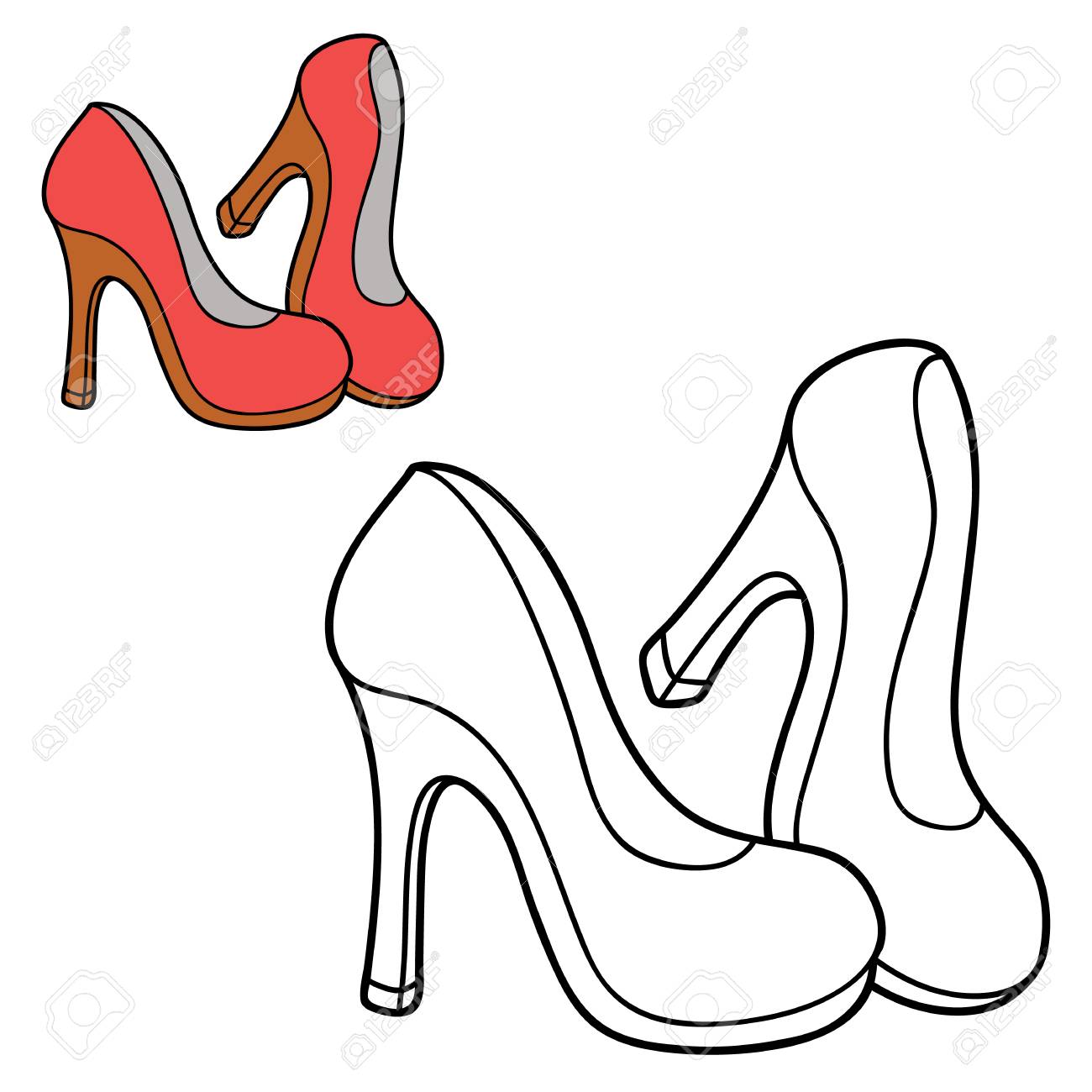 1300x1300 Vector Illustration Coloring Page Of Cartoon Shoes For Children