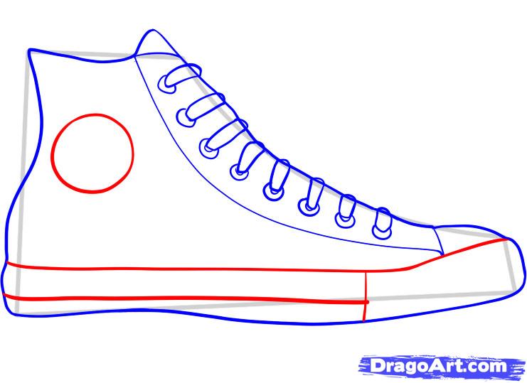 741x539 How To Draw Converse, How To Draw Chuck Taylors Step 5