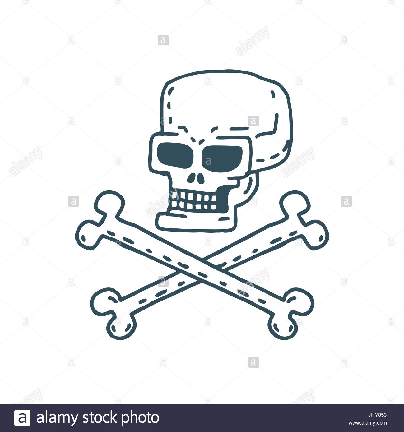 1299x1390 Skull Cartoon. Skeleton Head Drawing On White Background Stock