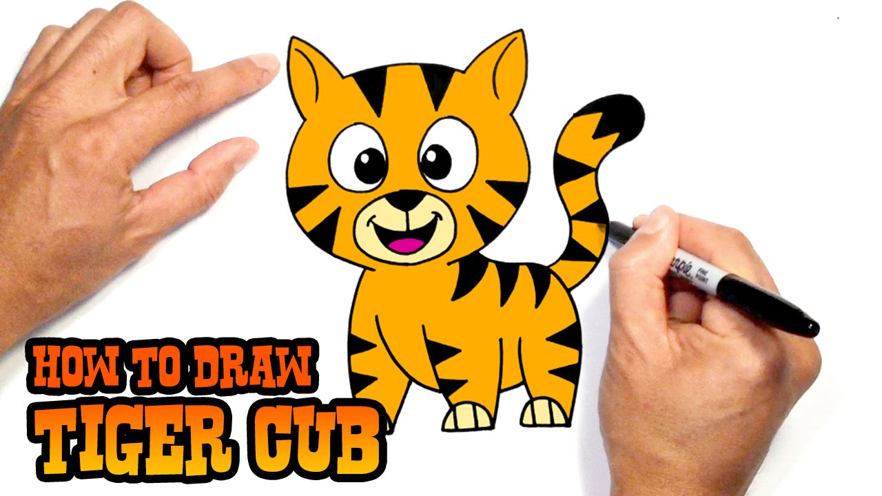 1280x720 How To Draw Cartoon Tiger Cub Drawing Lesson