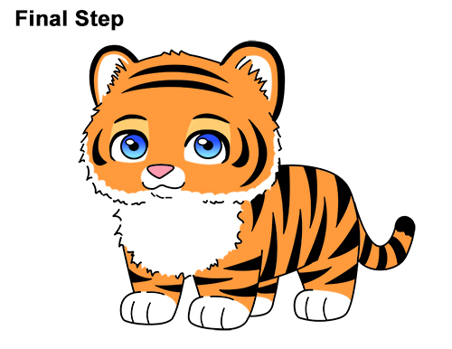 500x386 How To Draw A Tiger (Cartoon)