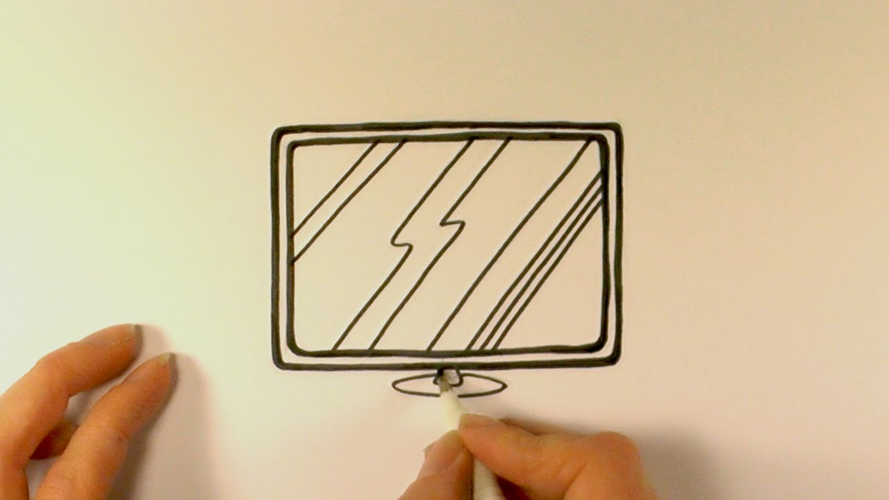 1280x720 How To Draw A Cartoon Flat Screen Television