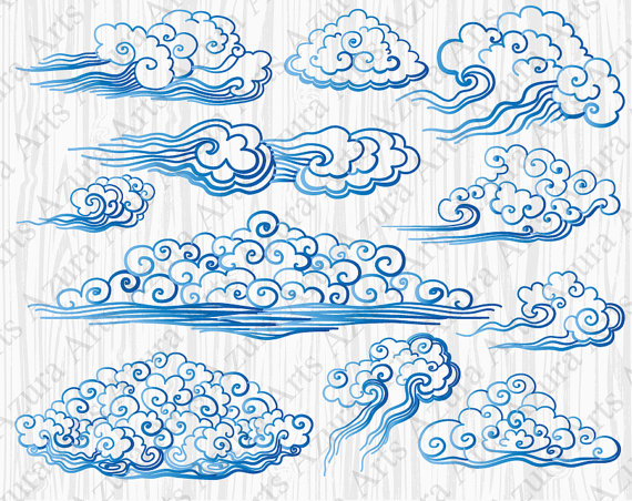 570x452 Blue Wave,drawn Wind,blue Cloud,hand Drawn Clouds,painted By Hand