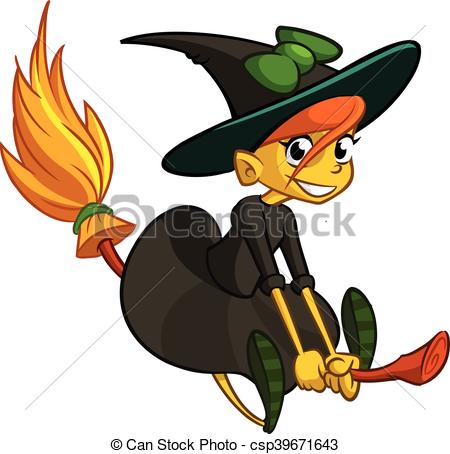 450x454 Halloween Cute Witch Cartoon. Halloween Cute Witch Flying