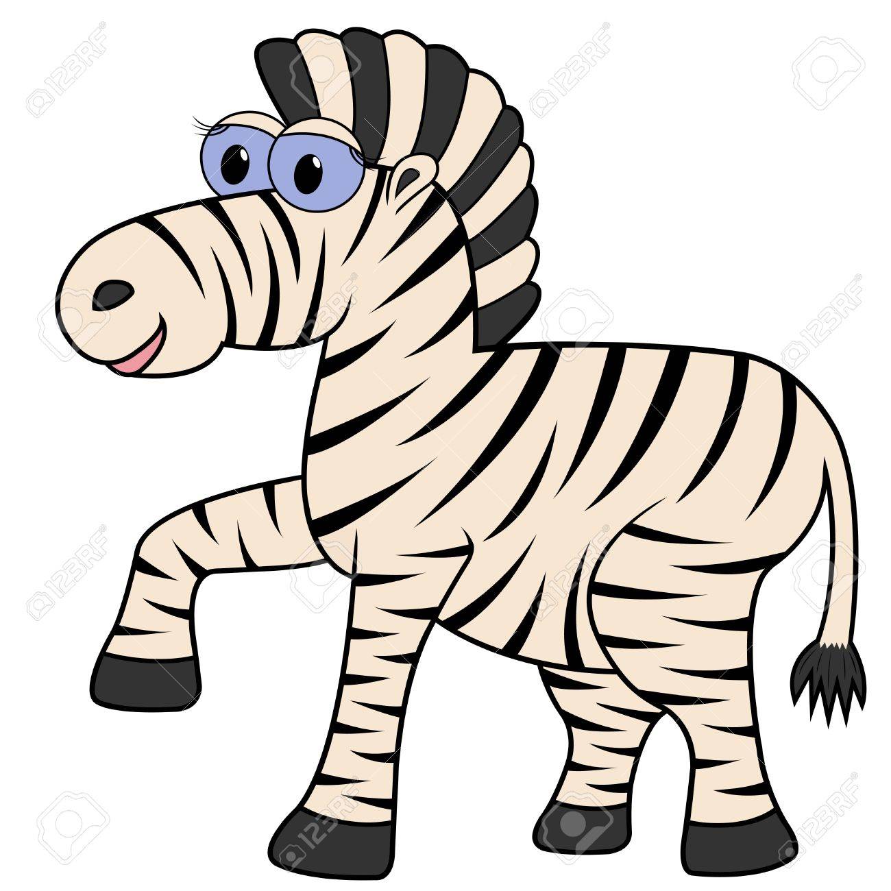 1300x1300 Striped Zebra Isolated On White Background. Hand Drawing Cartoon
