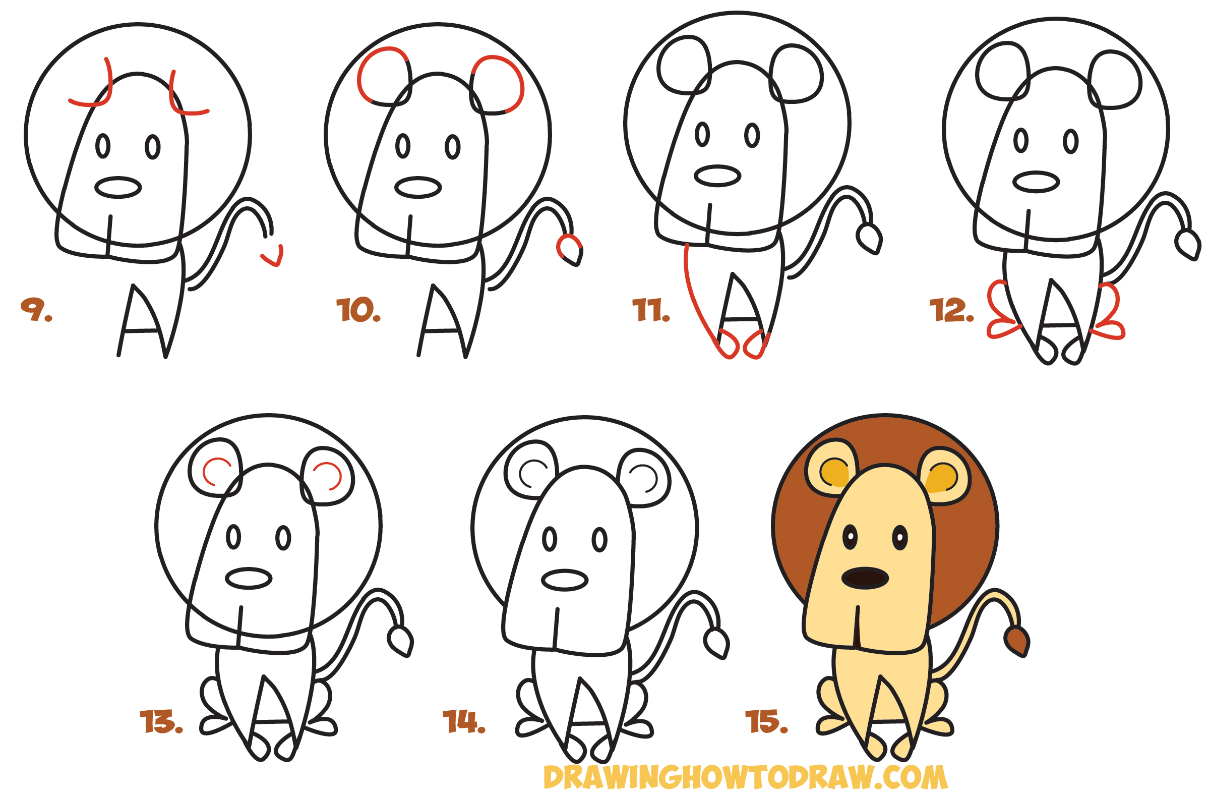 2396x1578 How To Draw Cartoon Lion From The Word Easy Step By Step Drawing