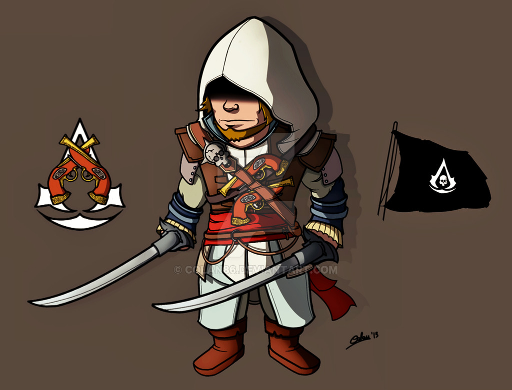1024x781 Assassin's Creed 4 Black Flag Cartoony Drawing By Colan86