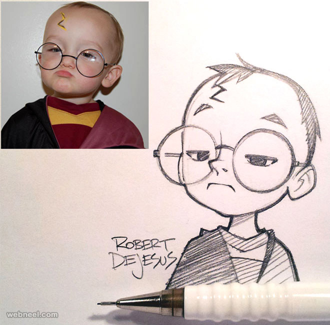 660x651 50 Beautiful Photo To Cartoon Drawings By Robert Dejesus