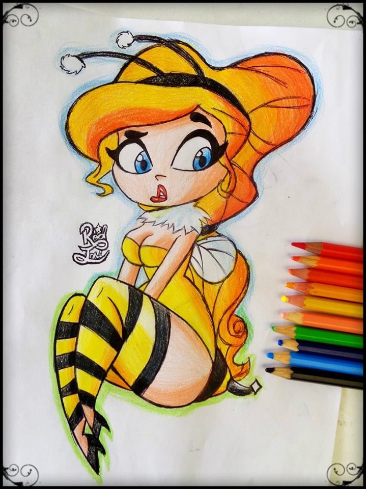 719x960 Spring Sketch , Sexy Bee Gir Drawing Colors By.alanrodjal