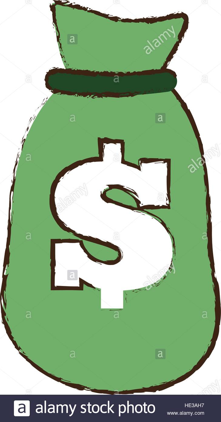 729x1390 Drawing Green Bag Money Dollar Cash Stock Vector Art