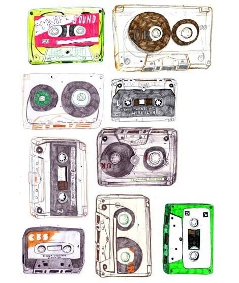 470x556 Art, Cassette Tapes, Drawing, Hannah Barton, Illustration, Mixtape
