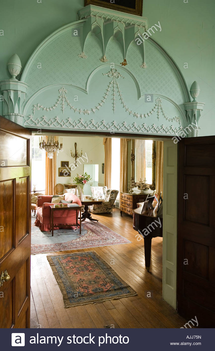 853x1390 View Through Double Door Into Drawing Room Of 17th Century Irish