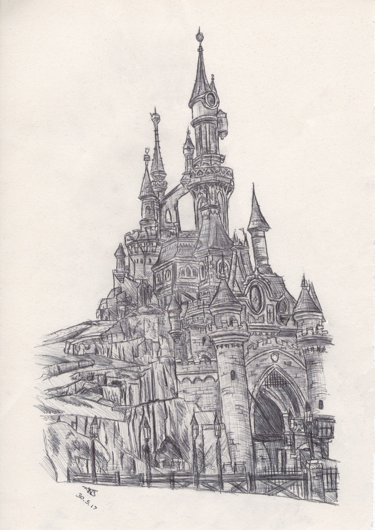 752x1063 Disneyland Paris Castle Drawing By Tombromley