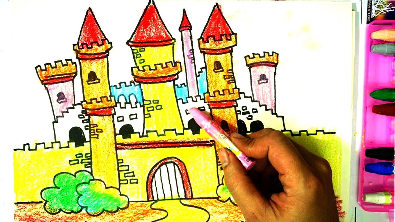 1280x720 How To Draw And Paint Castle For Kids,drawing Castle For Learning