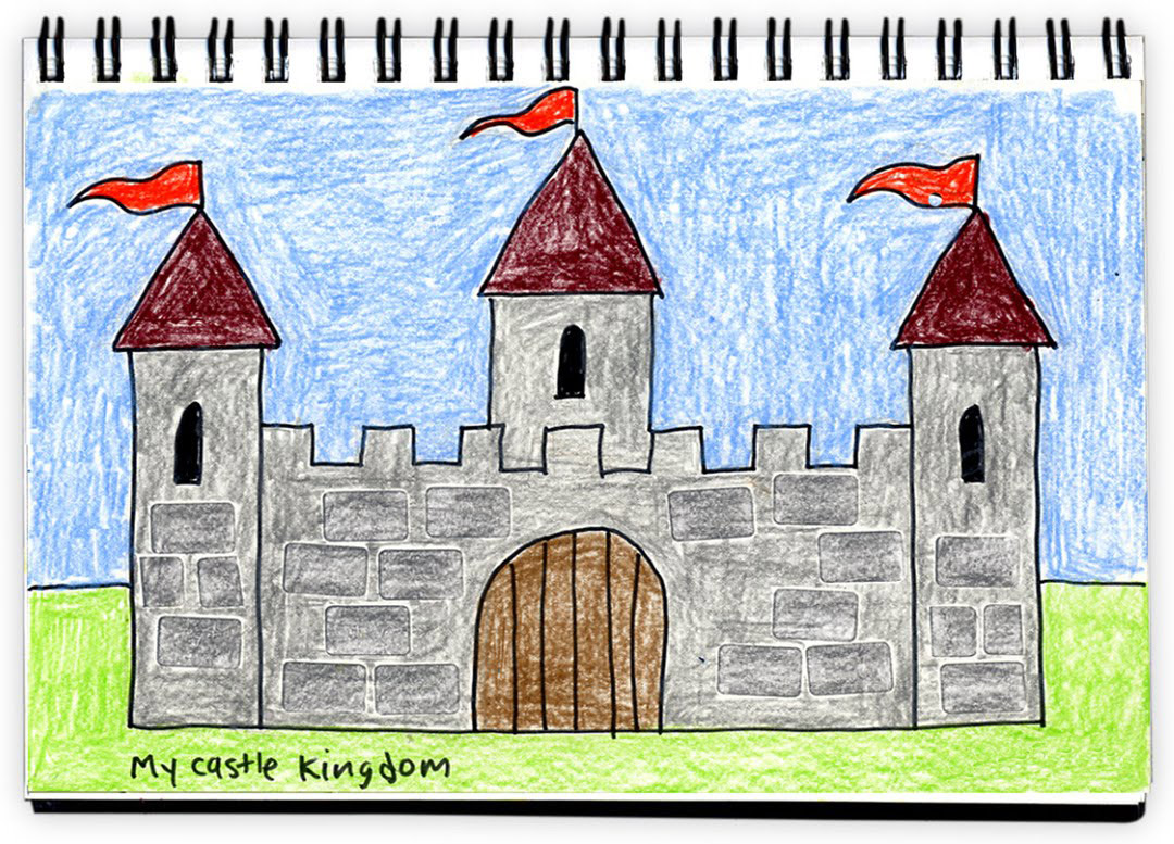 1080x777 Textured Castle Drawing Art Projects For Kids