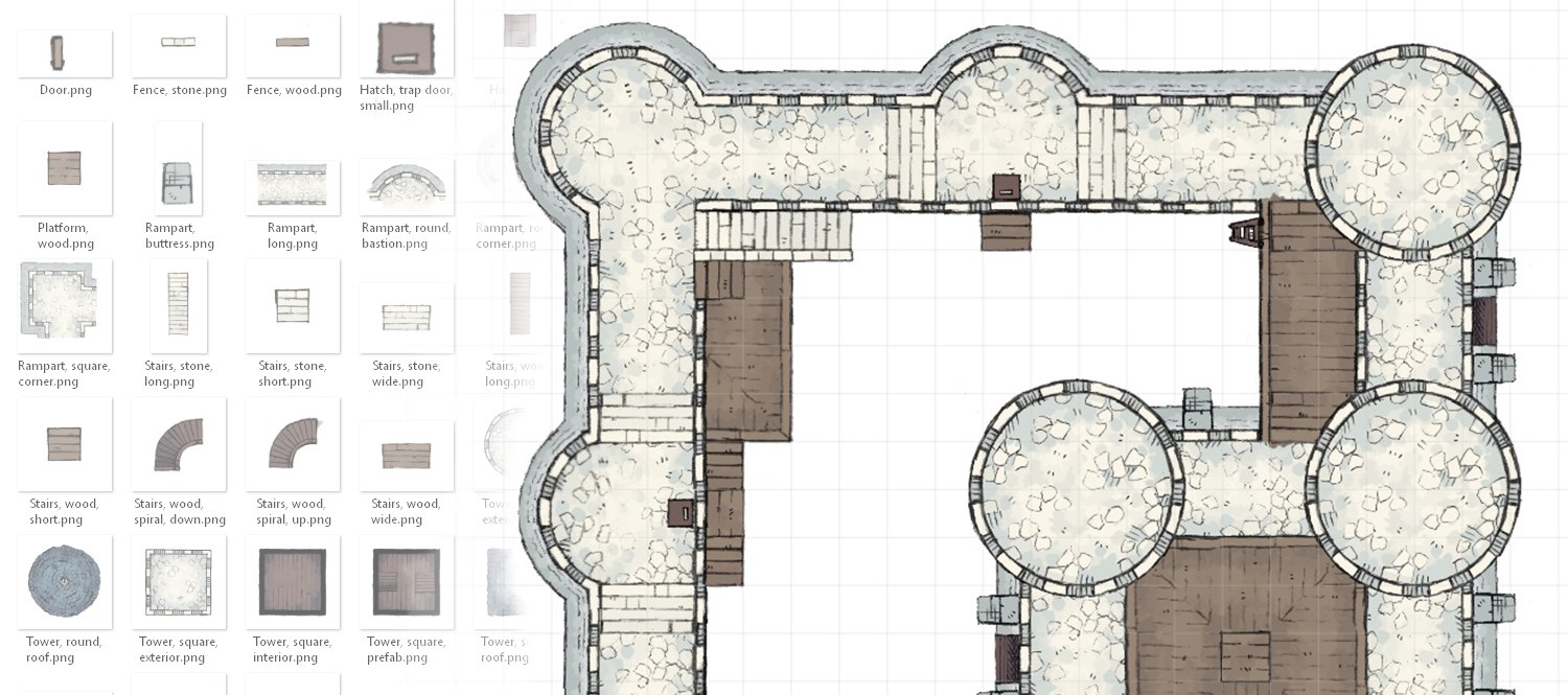 1500x665 The Castle Walls Tileset, A Free Map Tileset For Dampd (Or Other Rpgs)