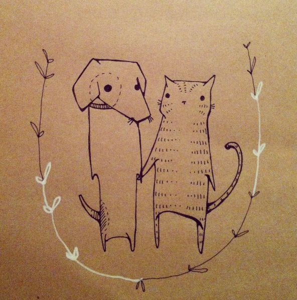 592x599 Cat Illustration By Deniz Yegin Ikiisik