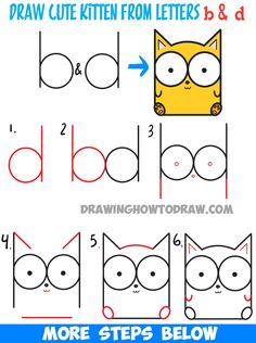 236x316 How To Draw Cartoon Baby Kitty Cat Or Kitten From Letters Easy