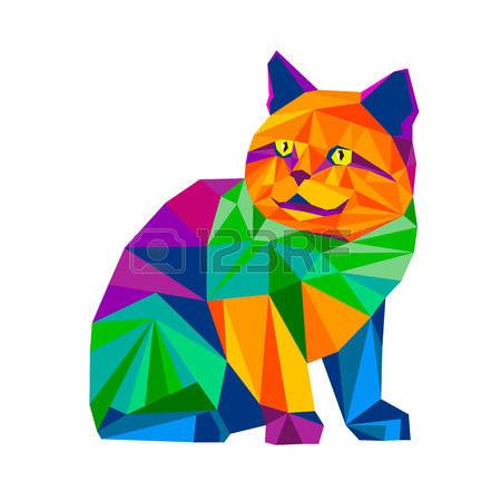 450x450 Cat, Animal, Contour, Drawing, Creative, Blue, Image, Kitten