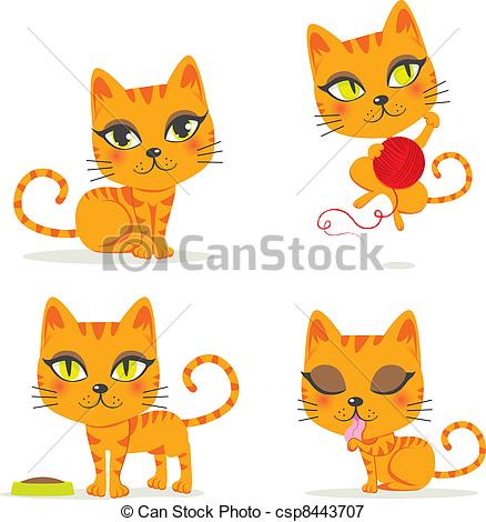 438x470 Cute Orange Tabby Cat Playing And Doing Other Activities Vectors