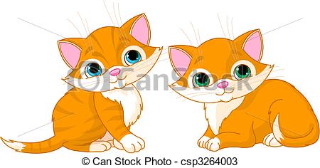 450x236 Vector Illustration Of Two Very Cute Cats Vectors