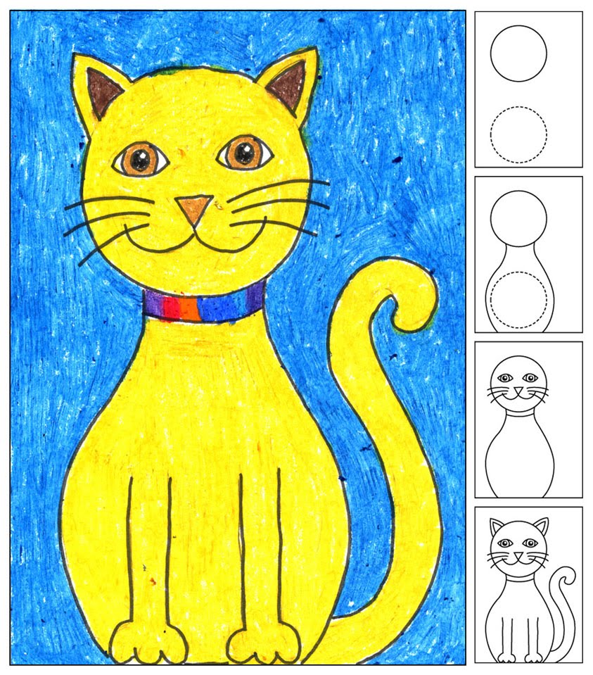 843x959 How To Draw A Cat From The Fabulous Art Projects For Kids. Using