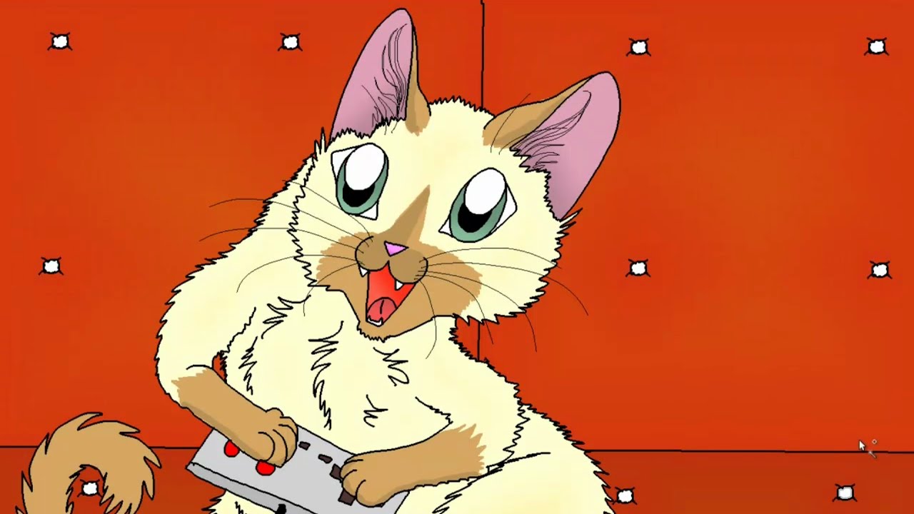 1280x720 Siamese Kitten Playing Video Games Speed Drawing