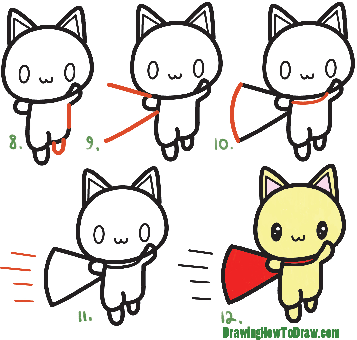 1447x1378 How To Draw A Cute Cat Super Hero (Kawaii) With Easy Step By Step