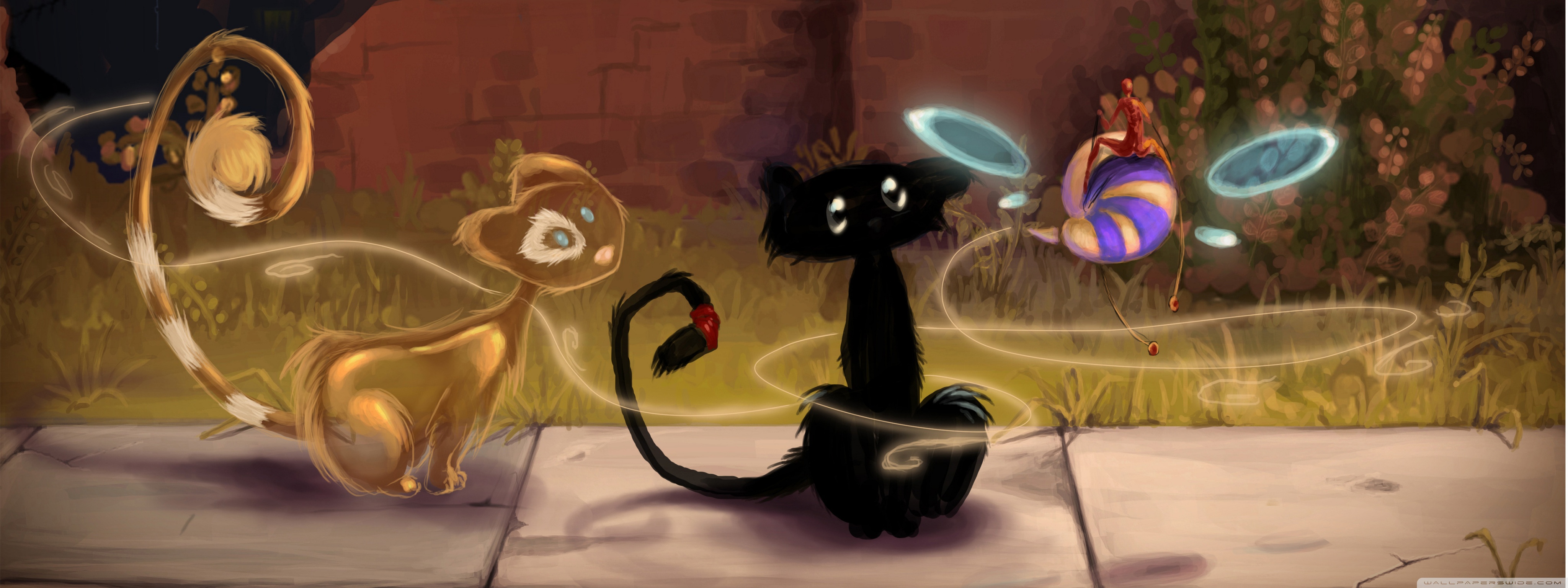 4096x1536 Cat Drawing 4k Hd Desktop Wallpaper For 4k Ultra Hd Tv Dual