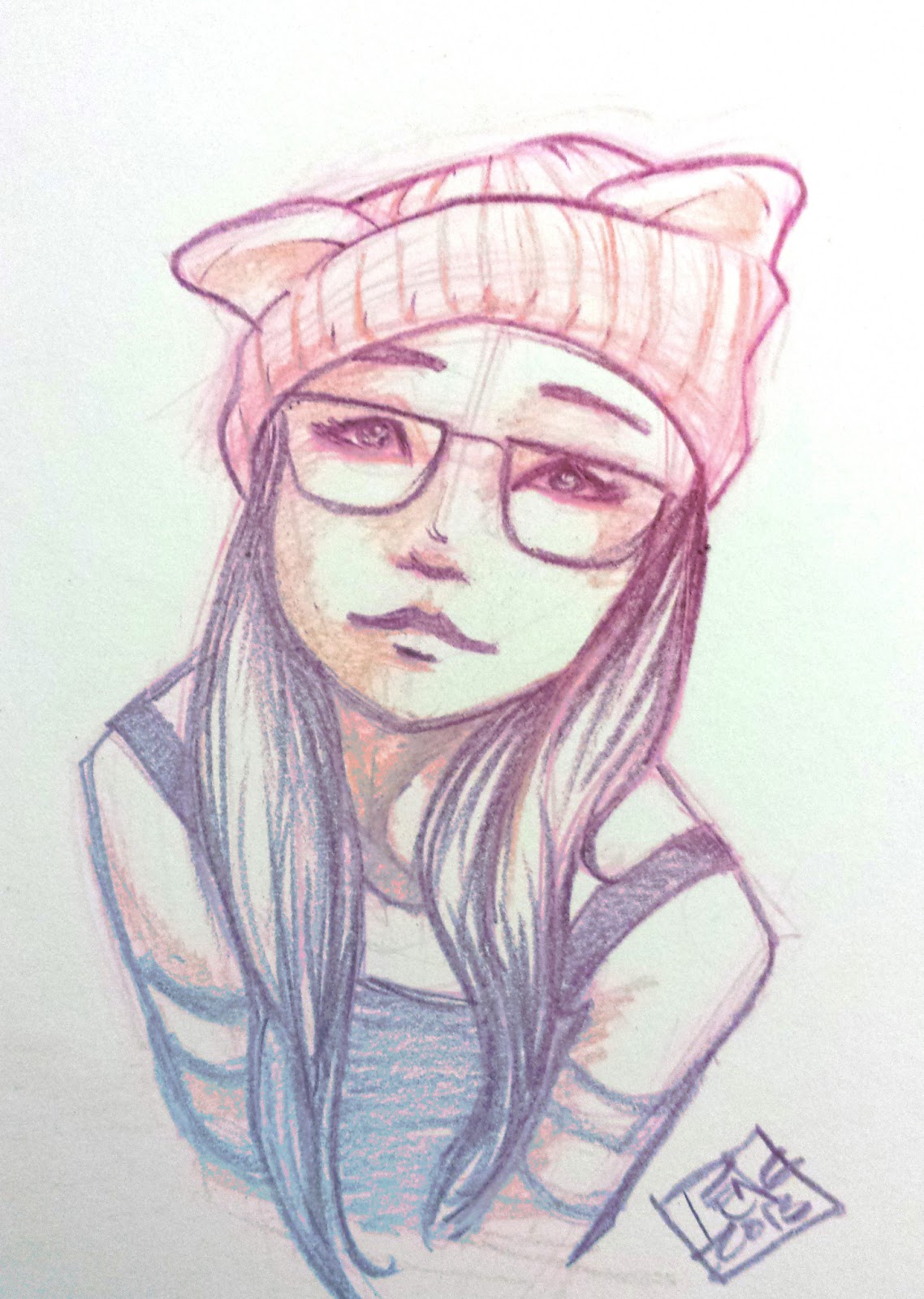 1138x1600 Girls Drawing Girls Floppy Cat Ears