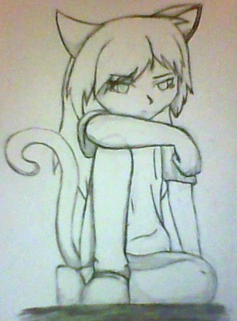 338x458 Anime Cat Girl Drawing By Queenofgeekiness