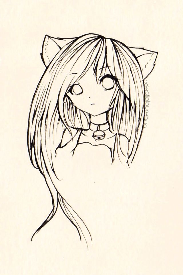 640x960 Anime Cat Girl Drawing Creative Drawings And Clay Art