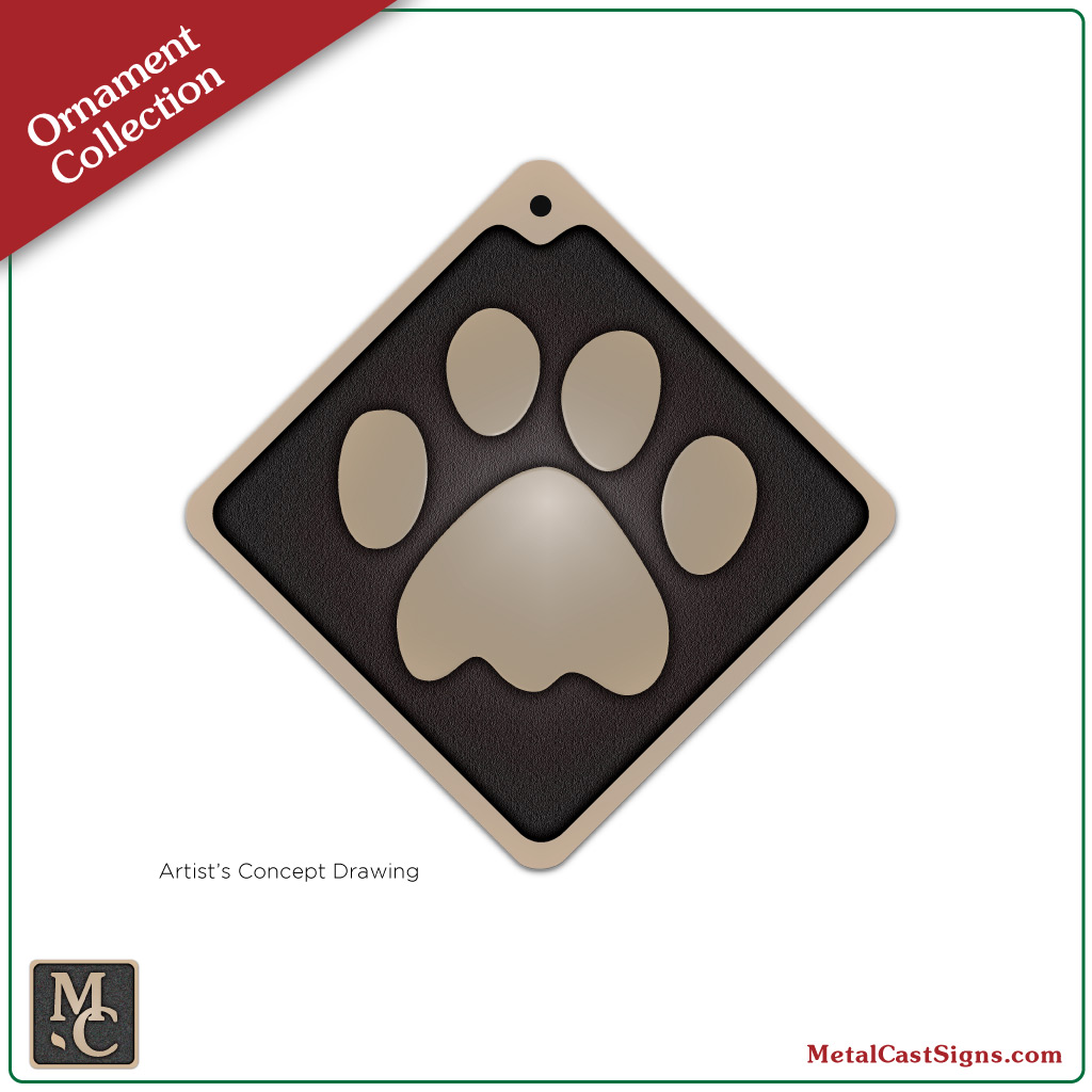1024x1024 Cat Paw Print Ornament