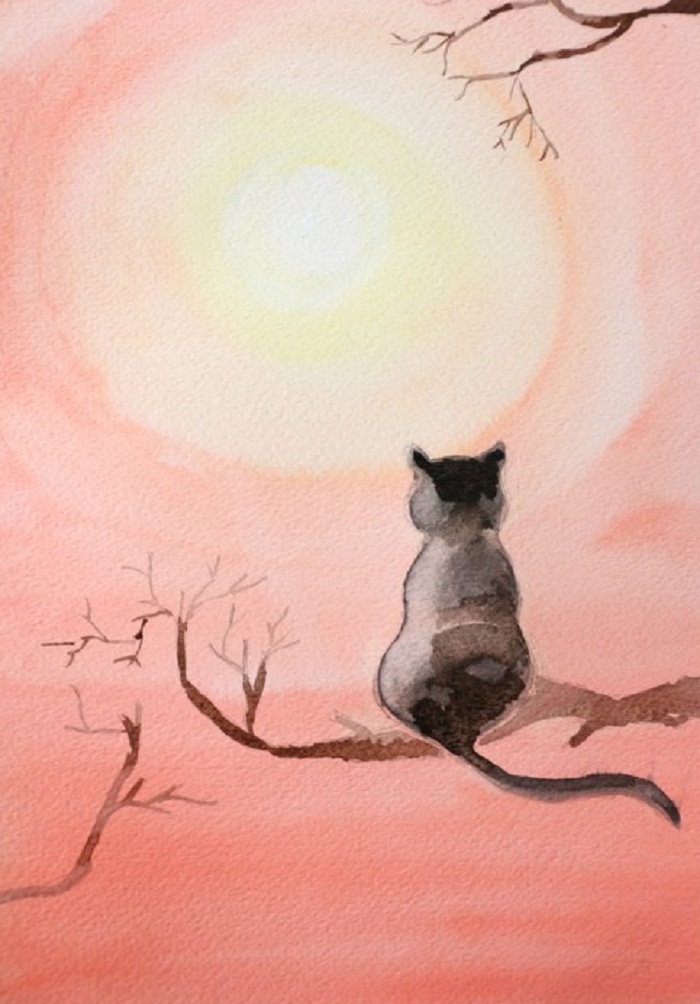 700x1004 How To Paint Black Cat With Watercolor The Art 123