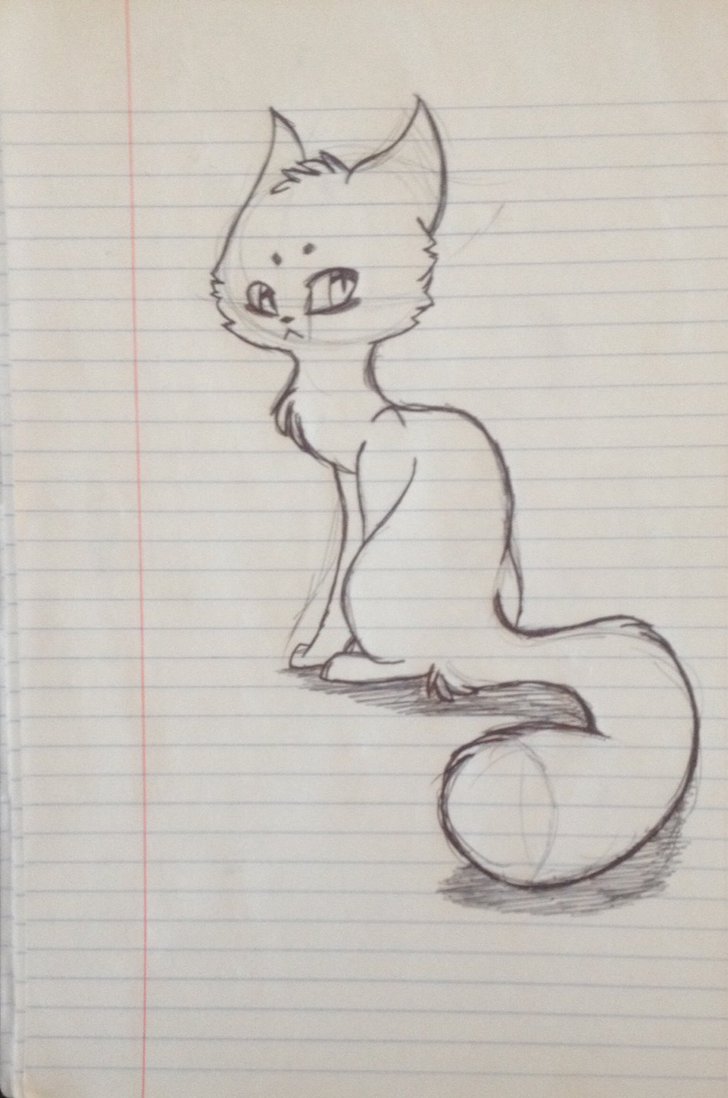 728x1098 Pen Drawing A Cat And It's Shadow By Dopeyninja