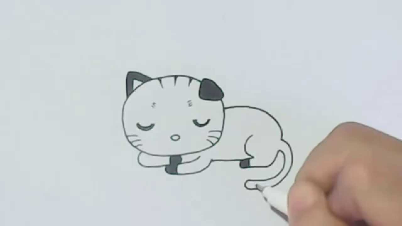 1280x720 How To Draw Cartoon Sleeping Cat.