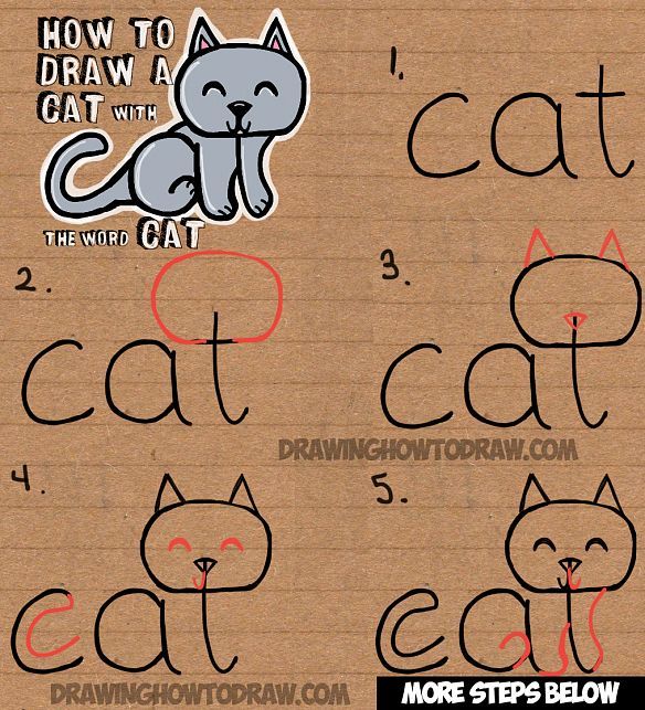 584x643 How To Draw A Cat From The Word Cat Simple Step By Step Drawing