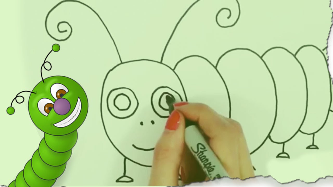 1280x720 How To Draw A Caterpillar By Hooplakidz Doodle Drawing Tutorial